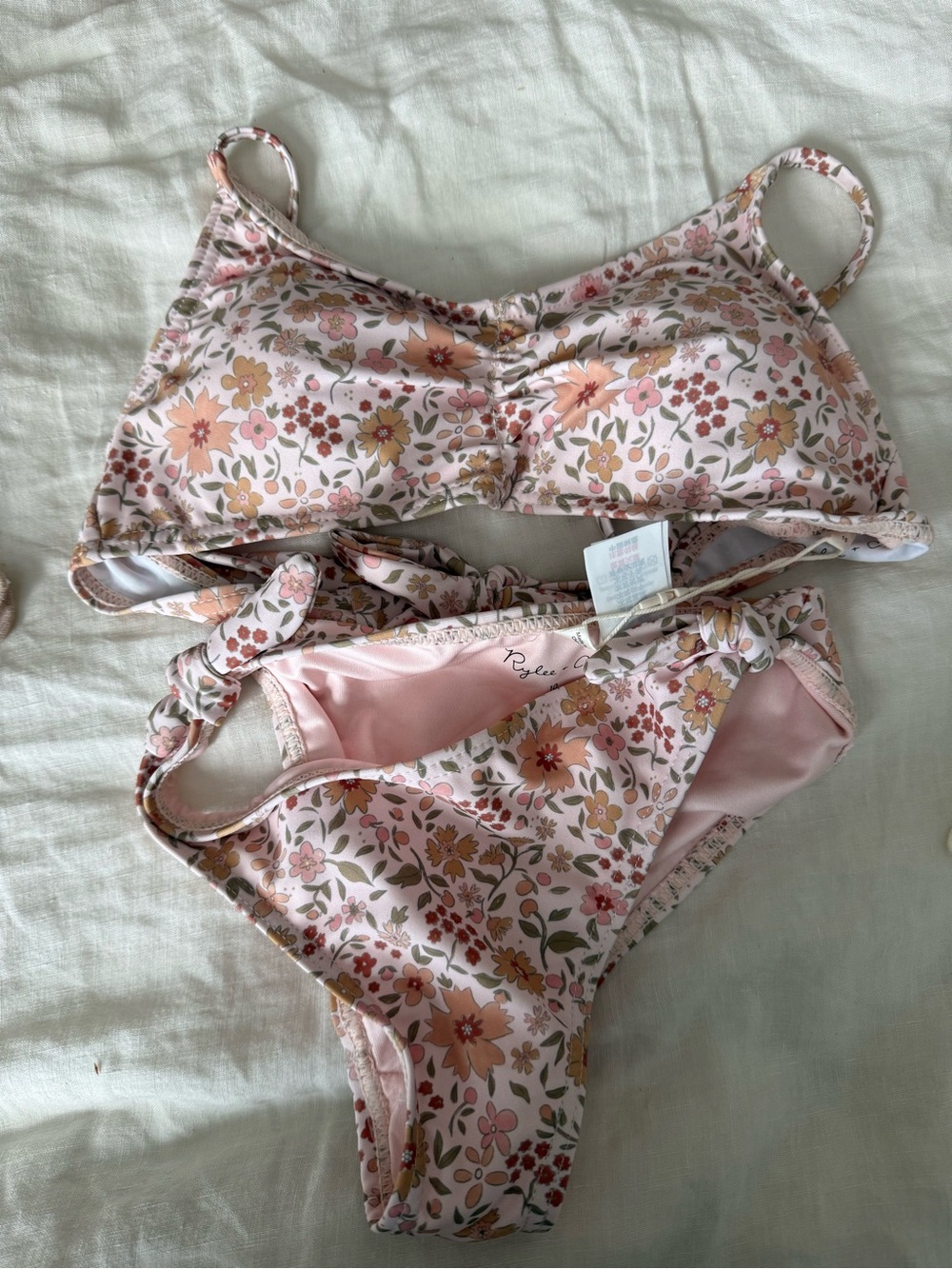 Rylee + Cru Pink Floral Two-Piece Swim Set
